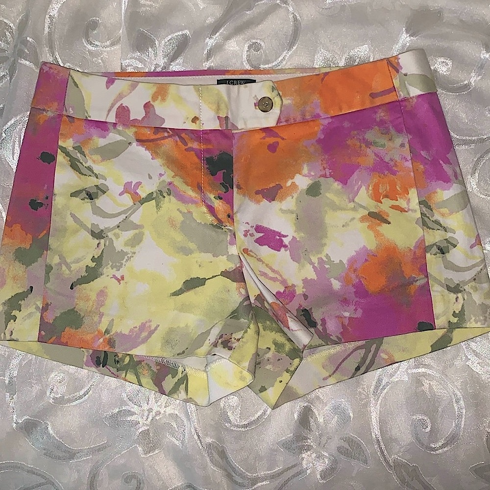 J.Crew Watercolor Floral Print City Shorts Size 2